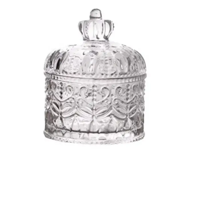 Pot en verre couronne pot à bonbons en verre pour colliers collations cheveux Accs bijoux boîte à bi