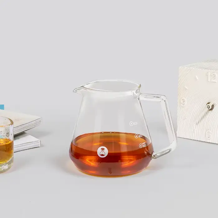 Carafe à café TIMEMORE en verre borosilicate, résistante à la chaleur, avec poignée ergonomique pour