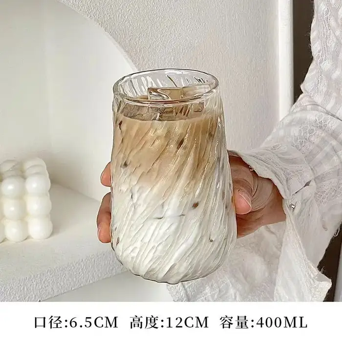 Tasse à café faite à la main avec Texture d'écorce d'arbre, tasse en verre Transparent épais de 400m