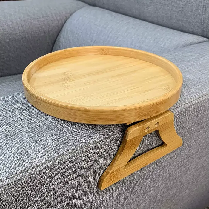 Plateau de canapé Table accoudoir de canapé plateau à clipser plateau de canapé en bois naturel plat