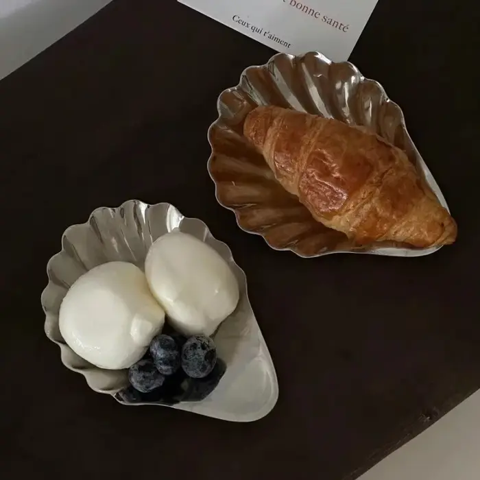 Plat à dessert en forme de coquille en acier inoxydable 304