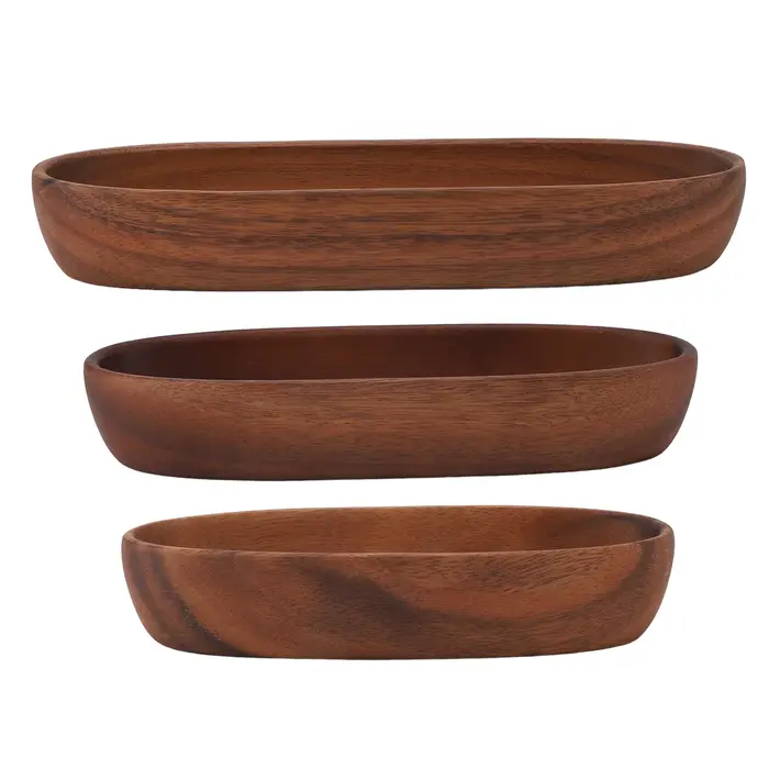 Bol à salade en bois, bol en bois multifonction en forme de bateau