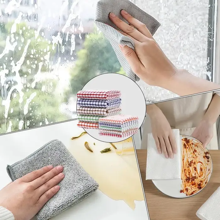1/6 pièces serviettes à thé en éponge