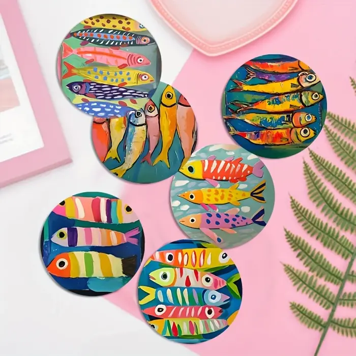 Dessous de verre circulaire en bois coloré 2D