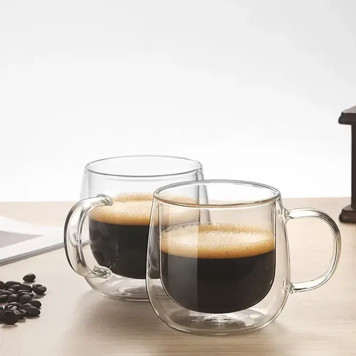 Verres transparents faits à la main résistants à la chaleur à Double paroi