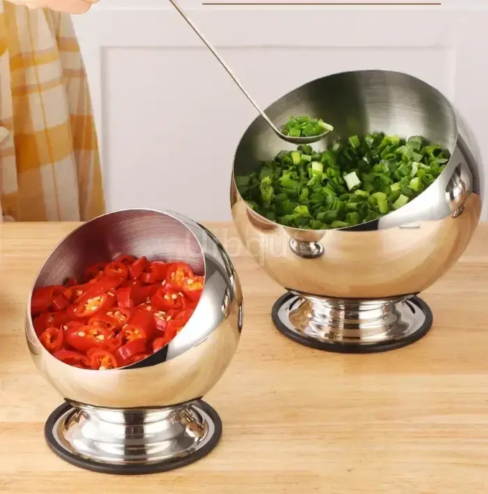 Bol à Sauce à bouche Oblique en acier inoxydable avec couvercle