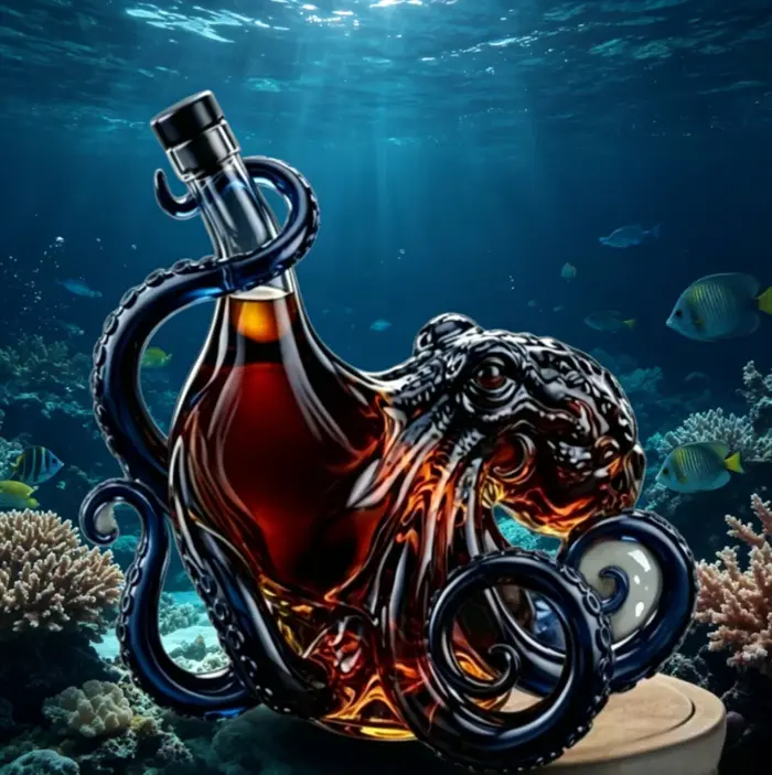 Carafe à whisky en verre en forme de pieuvre