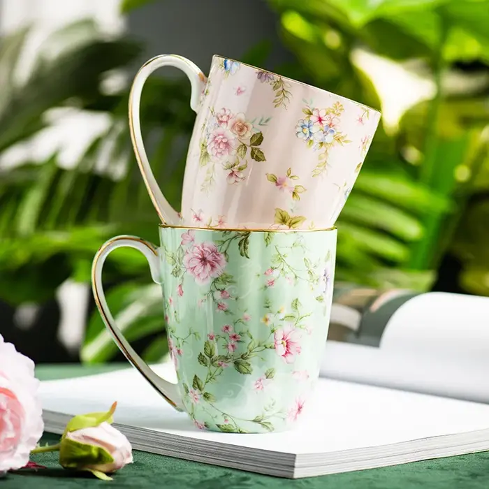 Tasse en céramique créative pour Couple, Vintage, fleur, petit déjeuner à la maison, tasse à lait, bureau, thé de l'après-midi, café, tasse d'eau, verres pour la maison