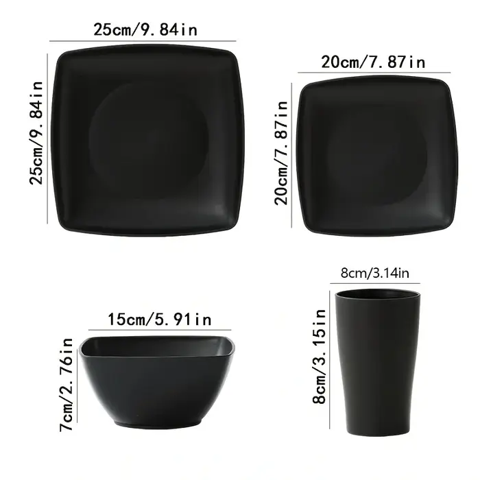 Ensemble de vaisselle de table carrée de 16/32 pièces
