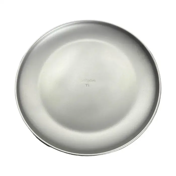 Assiette ronde givrée en titane ultralégère portable pour camping en plein air 200 mm – Vaisselle de
