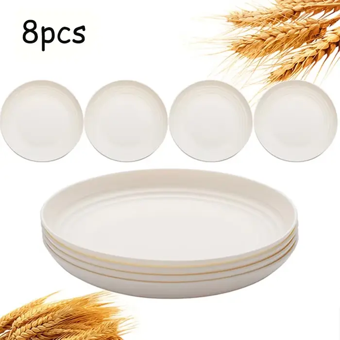 Ensemble de 8 assiettes en PP, anti-chute et réutilisables, adaptées à la cuisine familiale, au camp