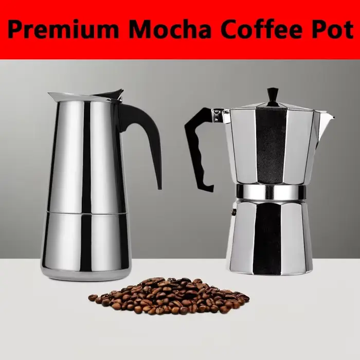Cafetière Moka Pot 50ml-600ml cafetière en acier inoxydable, Machine à café italienne adaptée aux cuisinières à Induction cafetière