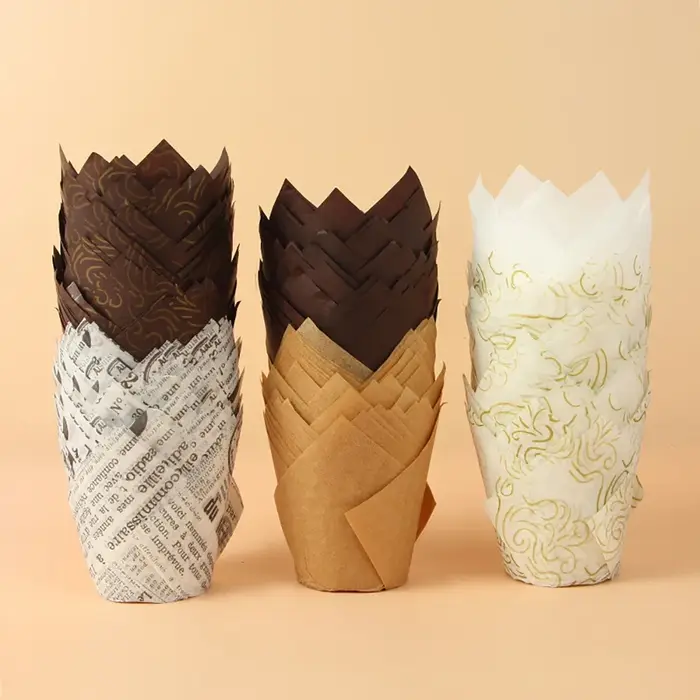 Gobelets en papier pour muffins tulipes, 50 pièces, anti-huile, doublure de Cupcakes, boîte à muffin