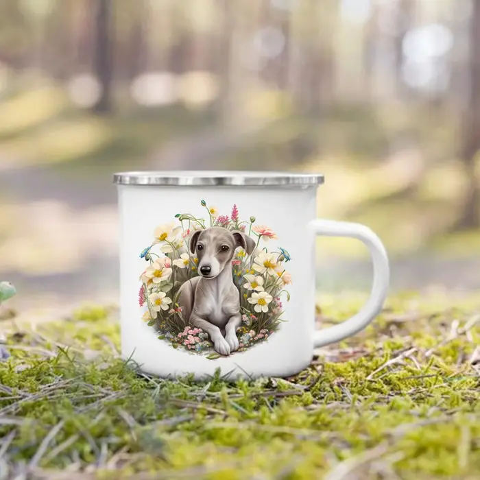 Tasse à café en émail imprimé pour les amoureux des chiens
