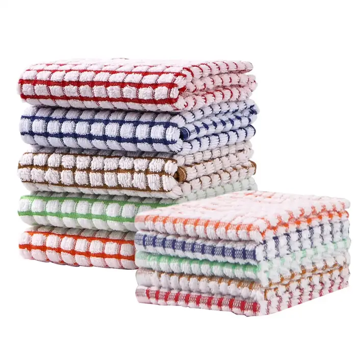 1/6 pièces serviettes à thé en éponge