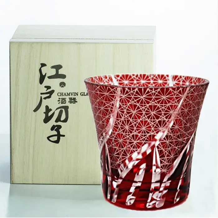 Verres à whisky japonais CHAMVIN Limited Edo Kiriko Ayaka en verre taillé à la main