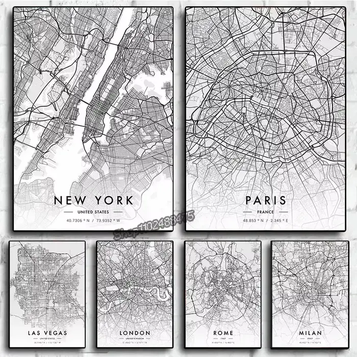 Carte de la ville Paris New York