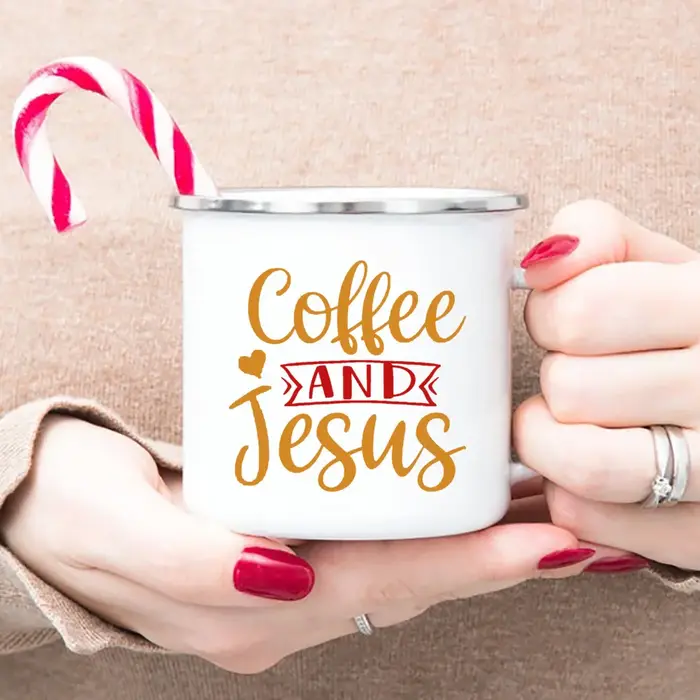 Tasses à café et à thé en émail de foi chrétienne, cadeau de citation religieuse pour les croyants,