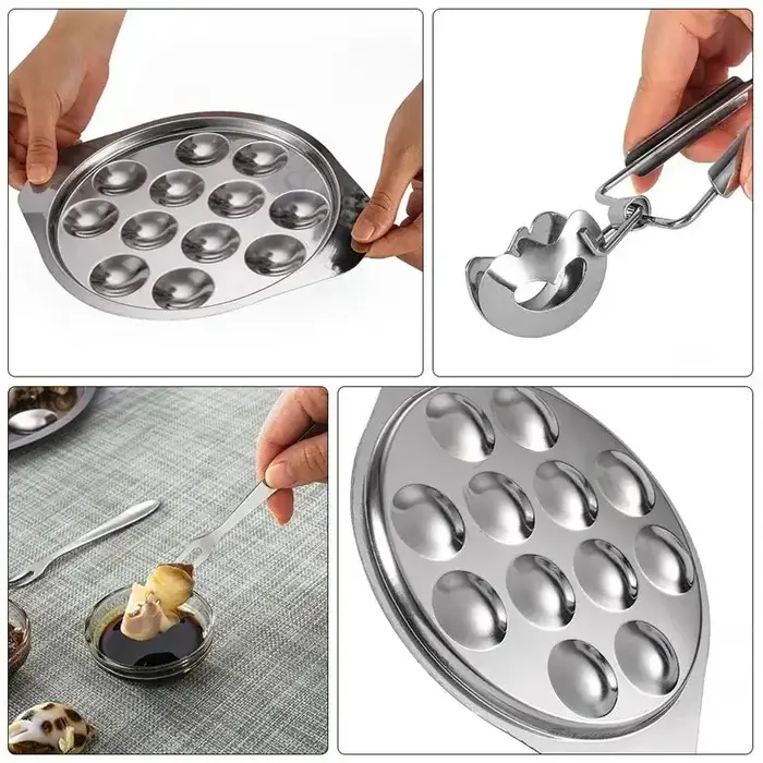 Mini assiette d'escargot de cuisine de service de verrouillage d'acier inoxydable pour la cuisson