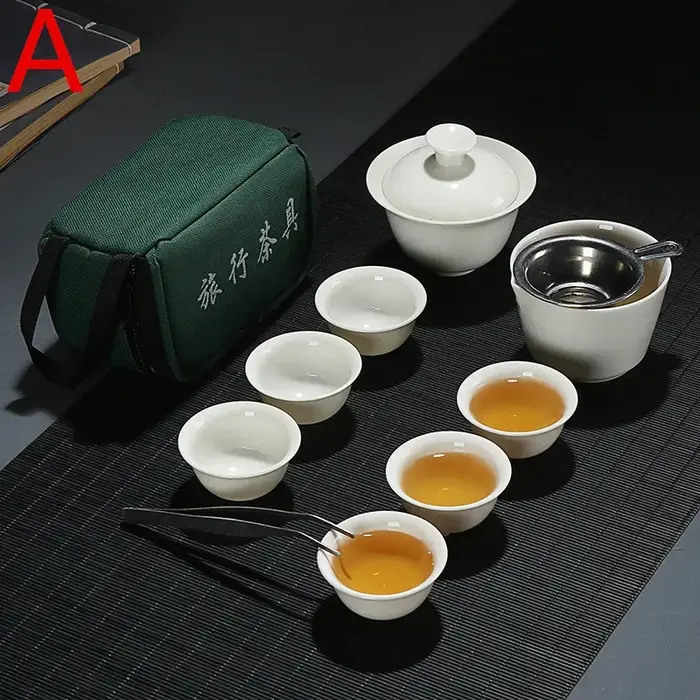 Service à thé Kung Fu de voyage chinois, Service à thé Portable en céramique, Service en porcelaine 