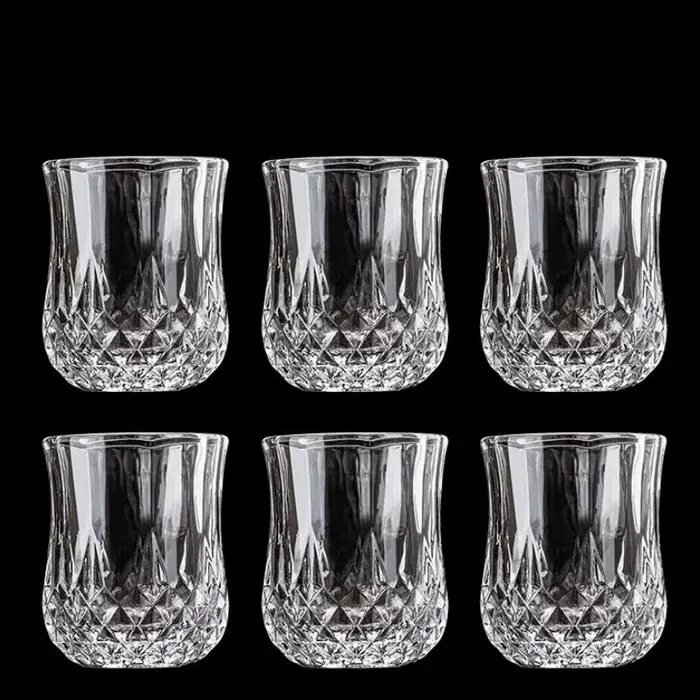 JUSTINLAU 6 pièces/ensemble tasse en verre à whisky rhum Mini verre à Shot en forme de diamant tasse