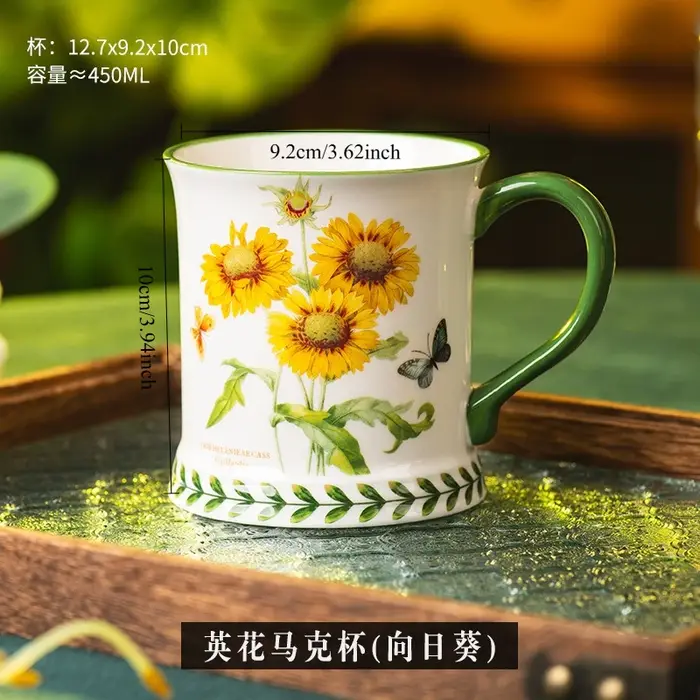Tasse à café en céramique de style pastoral créatif, tasse à lait pour le petit-déjeuner résistante 
