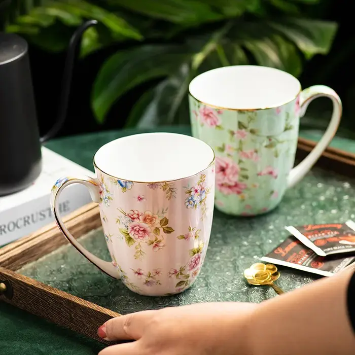 Tasse en céramique créative pour Couple, Vintage, fleur, petit déjeuner à la maison, tasse à lait, bureau, thé de l'après-midi, café, tasse d'eau, verres pour la maison