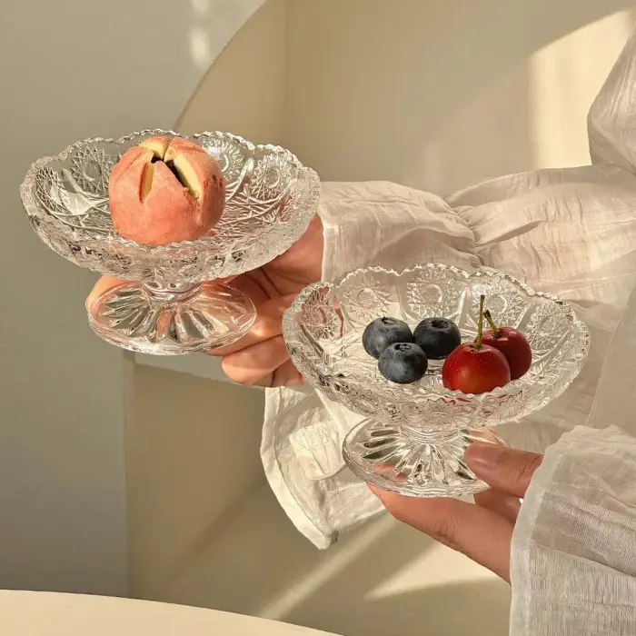 Plateau à fruits en verre en Relief
