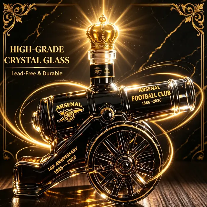 Carafe en verre Arsenal Cannon 140ème anniversaire, bouteille de whisky et de vin, objet de collection pour les fans de football, décoration de bar, ornement