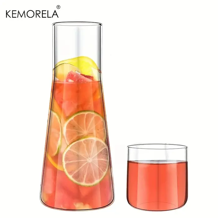 1/2 pièces 30oz clair haute teneur en verre Borosilicate jeu de Carafe d'eau de chevet avec gobelet-