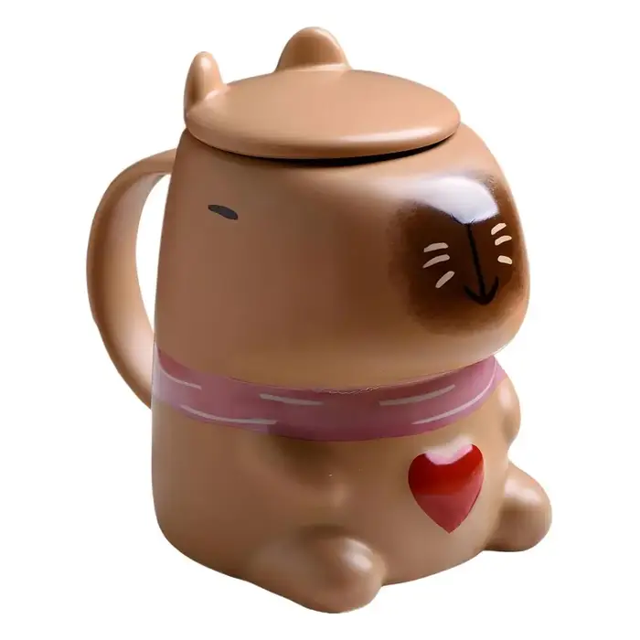 Capybara-Tasse à café en céramique avec motif de cœur, tasse à thé, dessin animé, animal drôle, coup