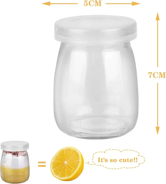 Pots en verre transparent de 4oz avec couvercles en PE