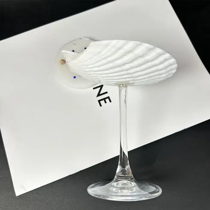Tasse à pieds hauts en conque naturelle faite à la main, Design de Base transparente, ensemble de bo