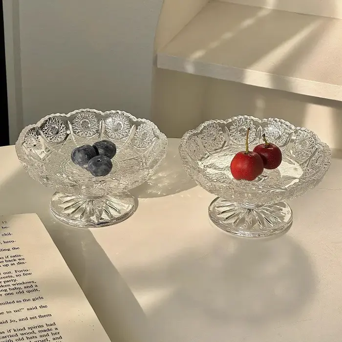 Plateau à fruits en verre en Relief