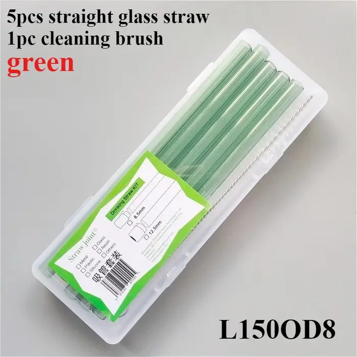 Lot de 5 pailles en verre borosilicate écologiques