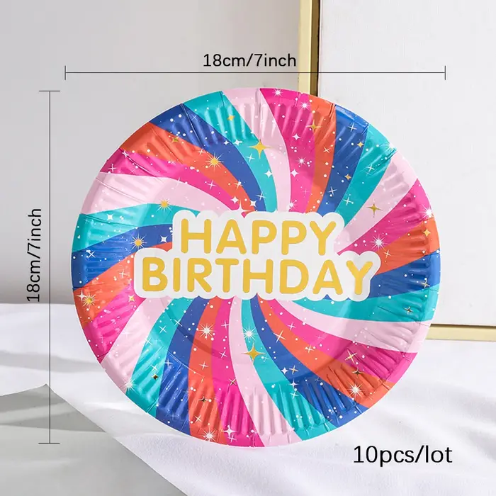 Assiettes rondes en papier jetables multicolores de 7 pouces