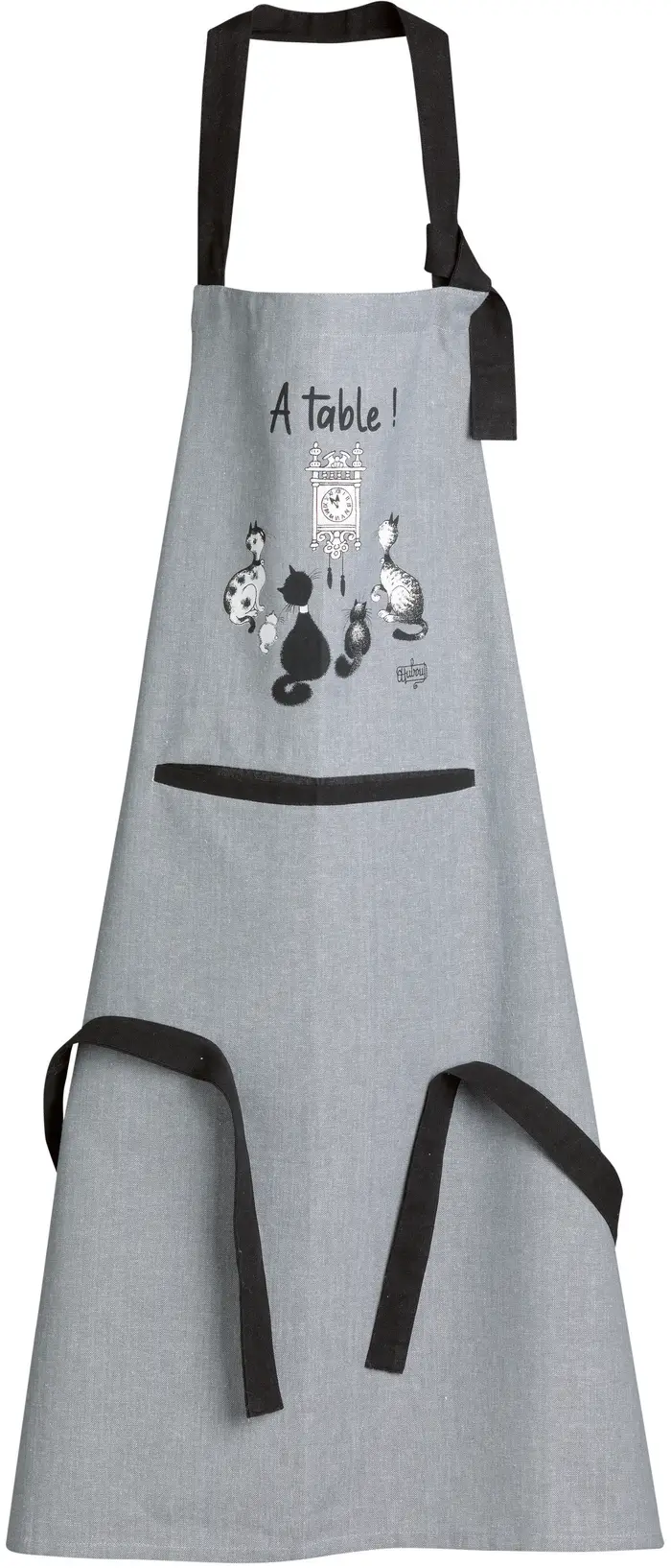 Tablier de cuisine Dubout chat horloge Gris 72 x 85