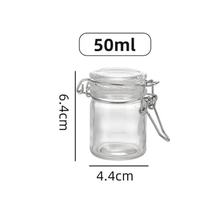 Pot en verre à boucle, pot en verre transparent hermétique, récipient à large ouverture, pot de rang