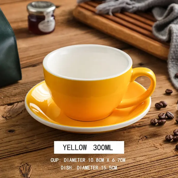 Ensemble de tasses à café et soucoupes en céramique de 300ml, tasses à Latte en poterie, tasse à lai