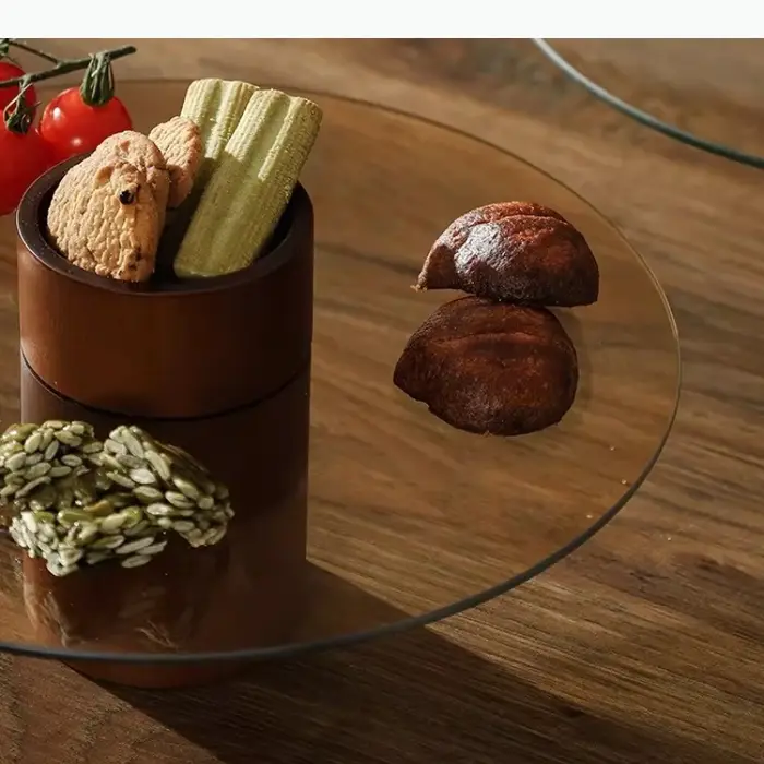 Plateau à gâteau en bois massif et verre, assiette à dessert sur pied, assiettes à pâtisserie, support à gâteau, assiette à fruits, plat à dim sum, assiette à pain, bol à snacks