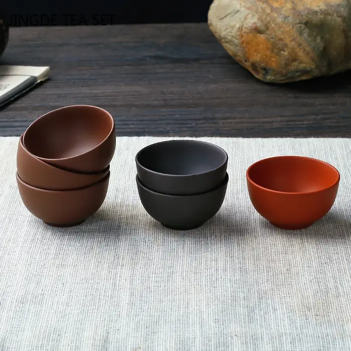 8 pièces/ensemble Yixing tasse à thé en argile violette faite à la main authentique bol à thé Dahong