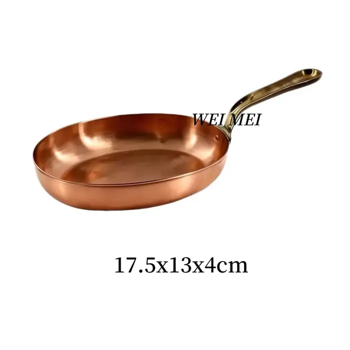 Poêle à steak elliptique vintage en cuivre artisanal