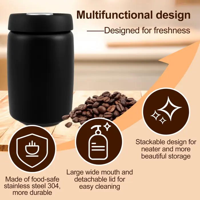 Pichet scellé sous vide en grains de café, en acier inoxydable 304, récipient de stockage des alimen