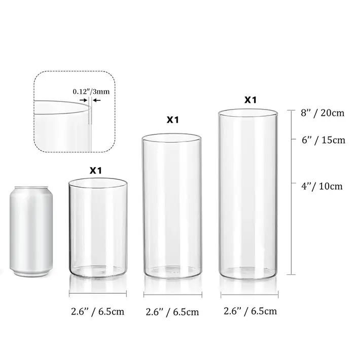 Vases cylindriques en verre transparent de 4