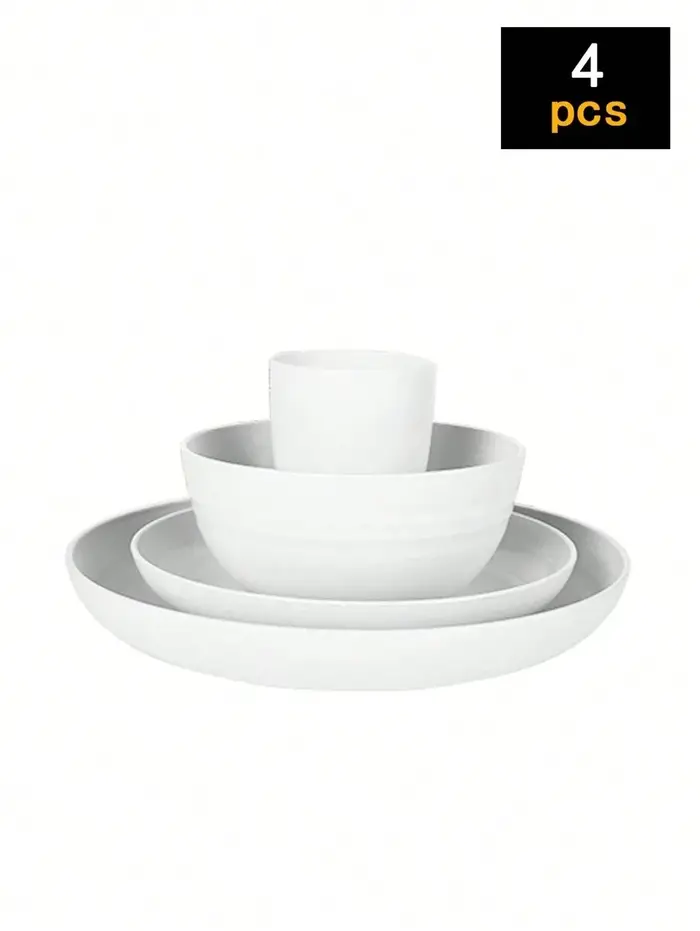 Ensemble de vaisselle en plastique réutilisable 4/16/24 pièces, comprenant des assiettes, des bols e