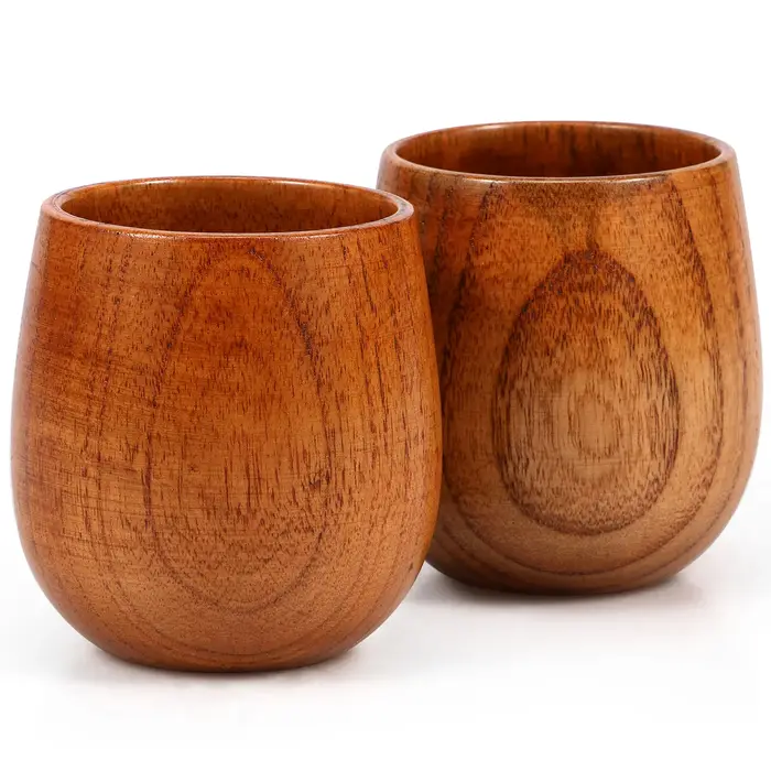 Lot de 2 verres à vin en bois de 240 ml, verres à whisky bourbon faits à la main, tasses à cocktail