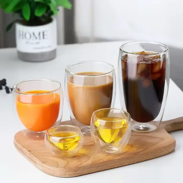 Tasse en verre à Double paroi résistante à la chaleur, 80-650Ml, bière, lait, café, eau, tasse trans