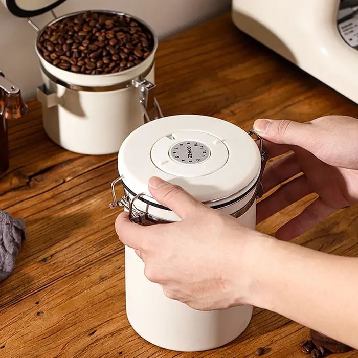 Boîte de rangement sous vide portable pour grains de café