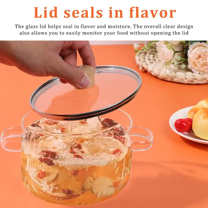 Casserole en verre transparente avec couvercle