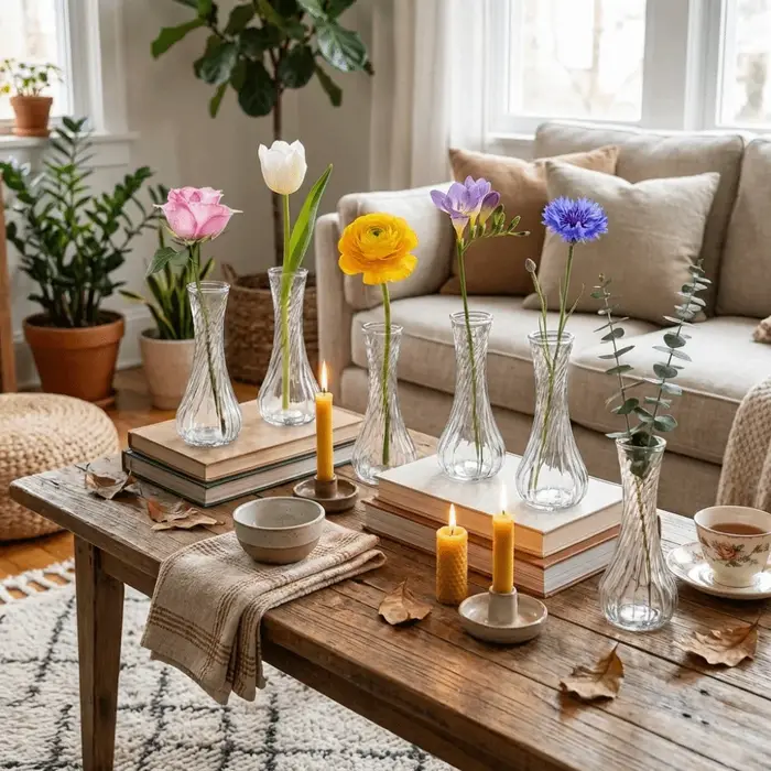 Lot de 6 mini-vases en verre transparents pour décoration de table